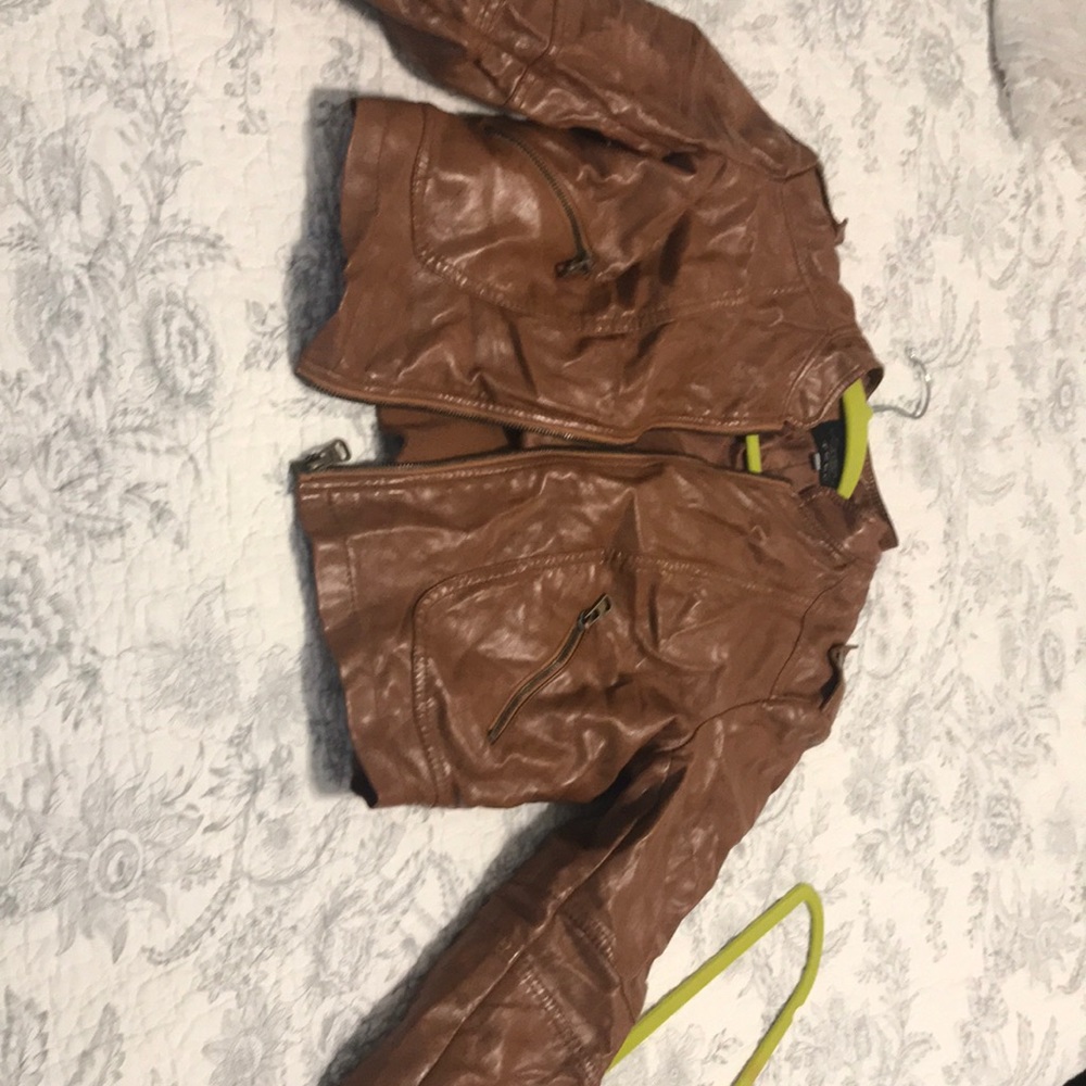 Faux leather brown jacket